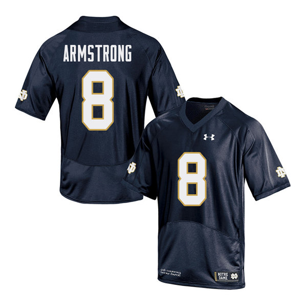 Men #8 Jafar Armstrong Notre Dame Fighting Irish College Football Jerseys Sale-Navy